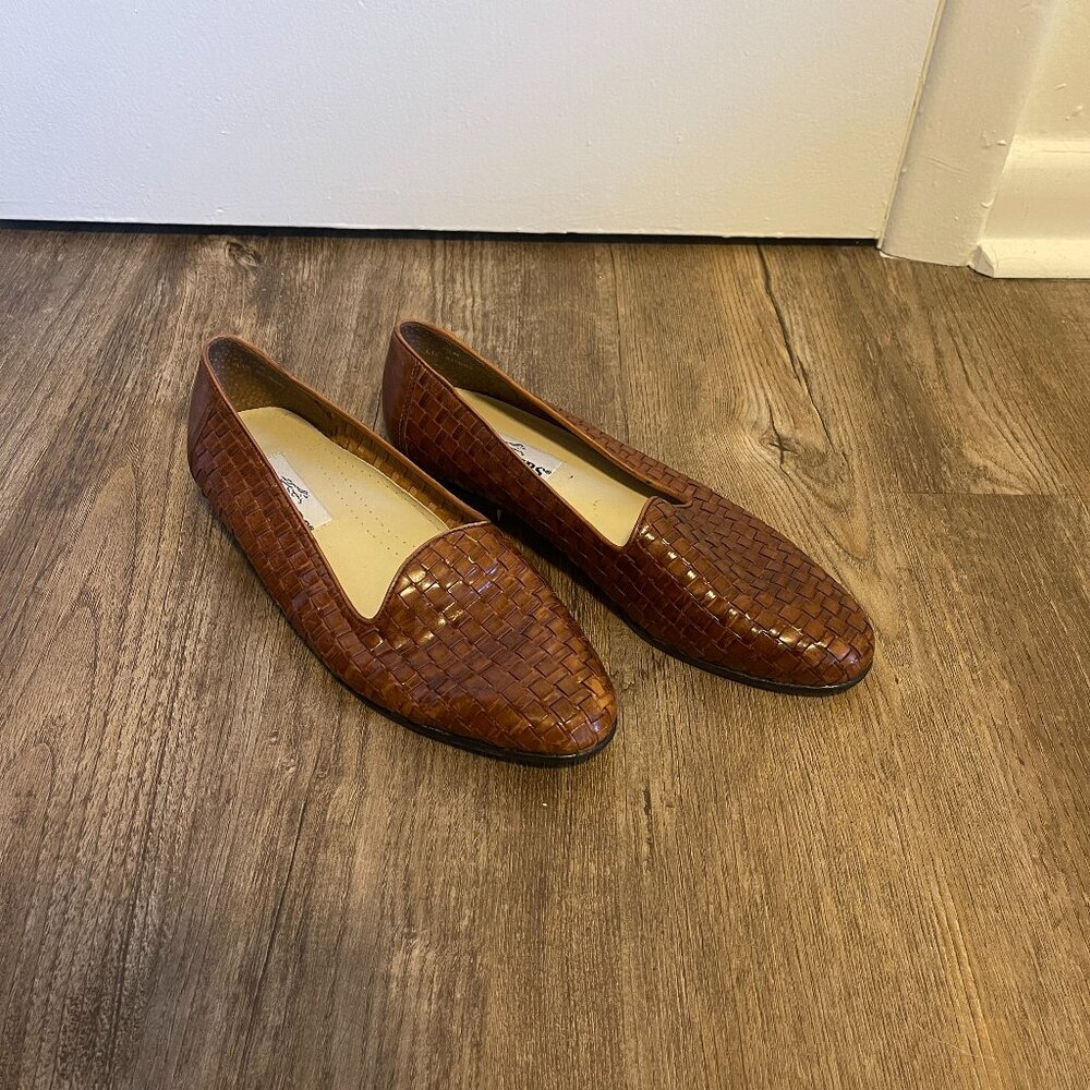 Vintage Leather Basket Weave Sandals